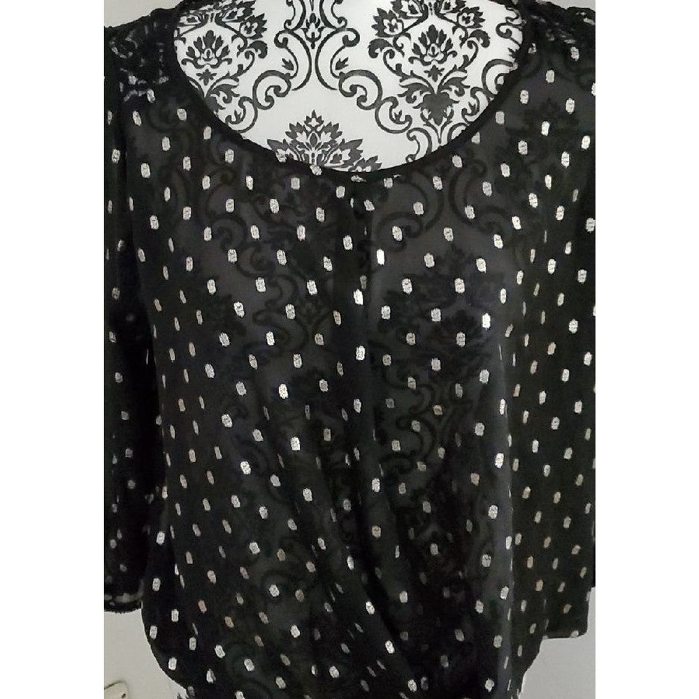 Beautiful black sheer, long-sleeved blouse